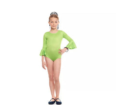 Body o body Sevillana in lycra con volant verde per bambina