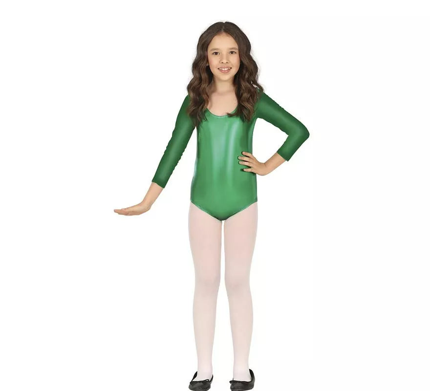 Translation missing: it.Body o Maillot Verde Metalizado manga larga para niños