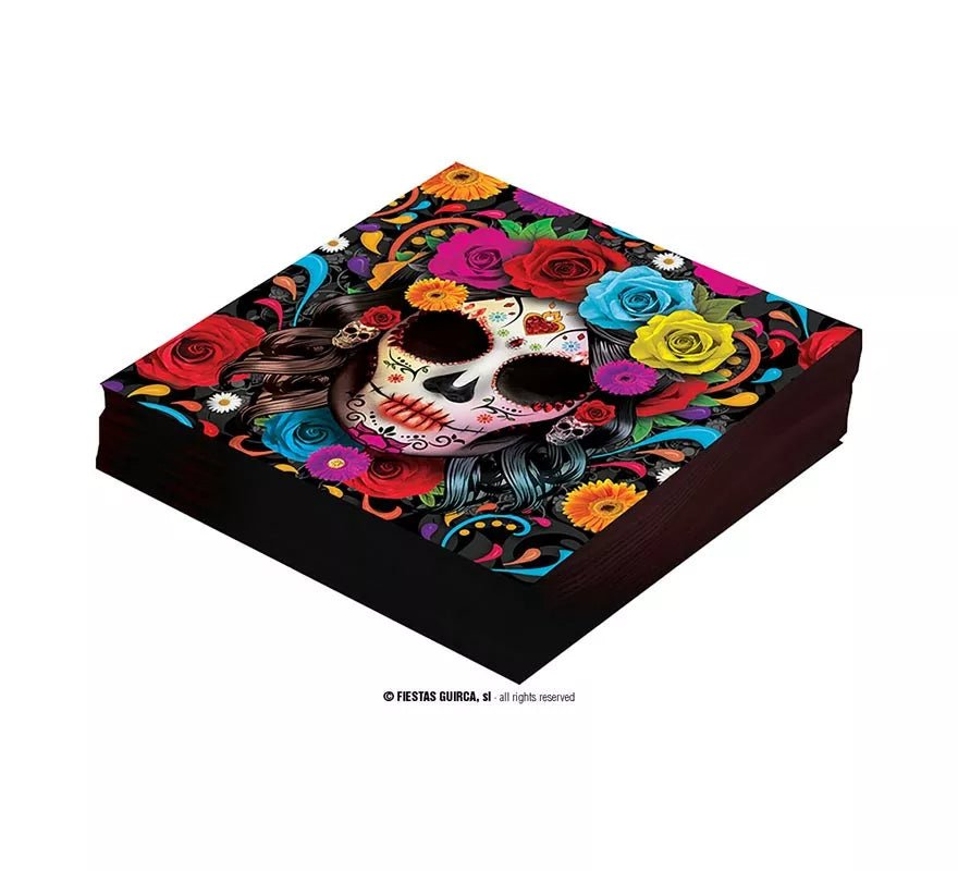 Translation missing: it.Pack de 12 Servilletas Catrina colorida de 33x33 cm