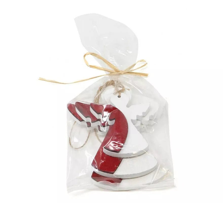 Bolsa 3 Ángeles de Madera Rojo y Blanco Surtidos