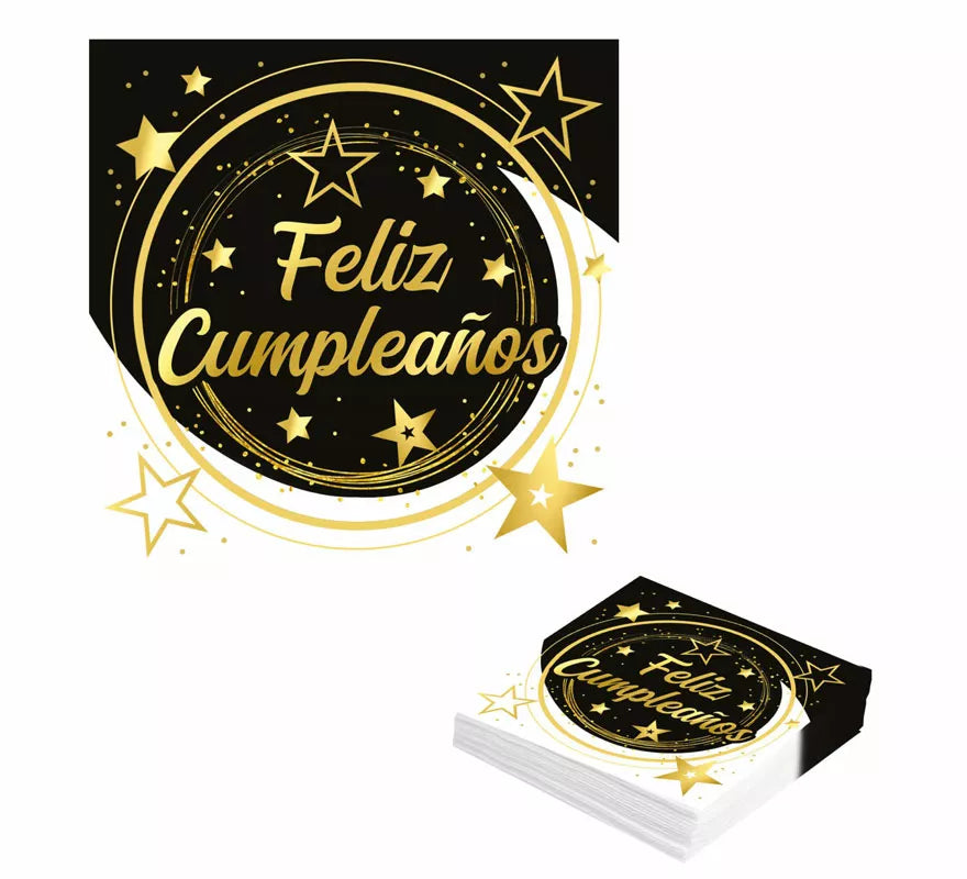 Translation missing: es.Bolsa de 12 Servilletas Feliz Cumpleaños de 33X33 cms