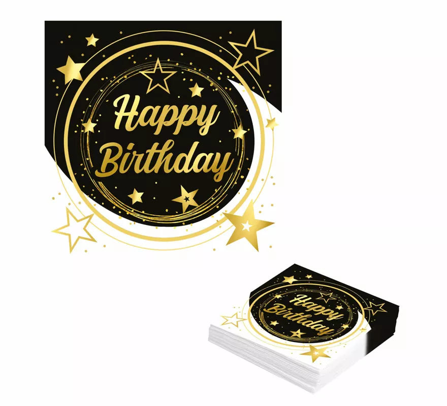Translation missing: es.Bolsa de 12 Servilletas Happy Birthday de 33X33 cms