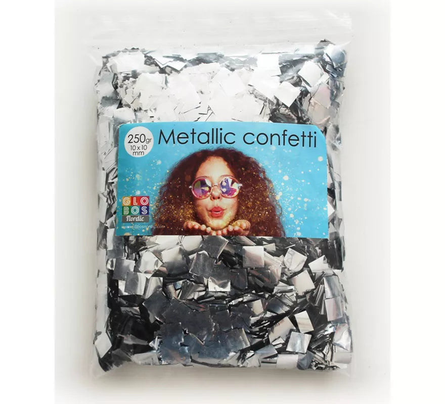Translation missing: it.Bolsa de 250 g de Confetti Color Plata cuadrado de 10x10 mm