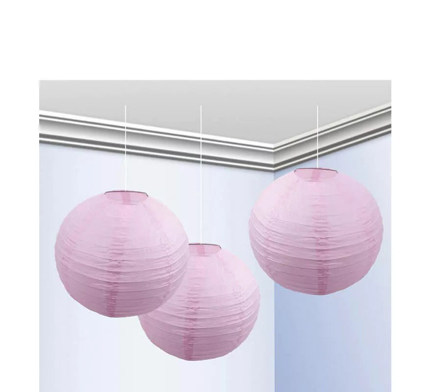 Translation missing: it.Bolsa de 3 faroles de 25 cm de color rosa pastel