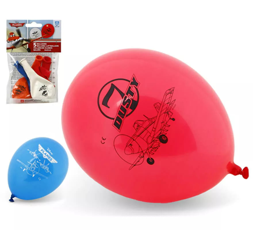 Translation missing: it.Bolsa de 5 Globos de Aviones colores surtidos de 23 cm