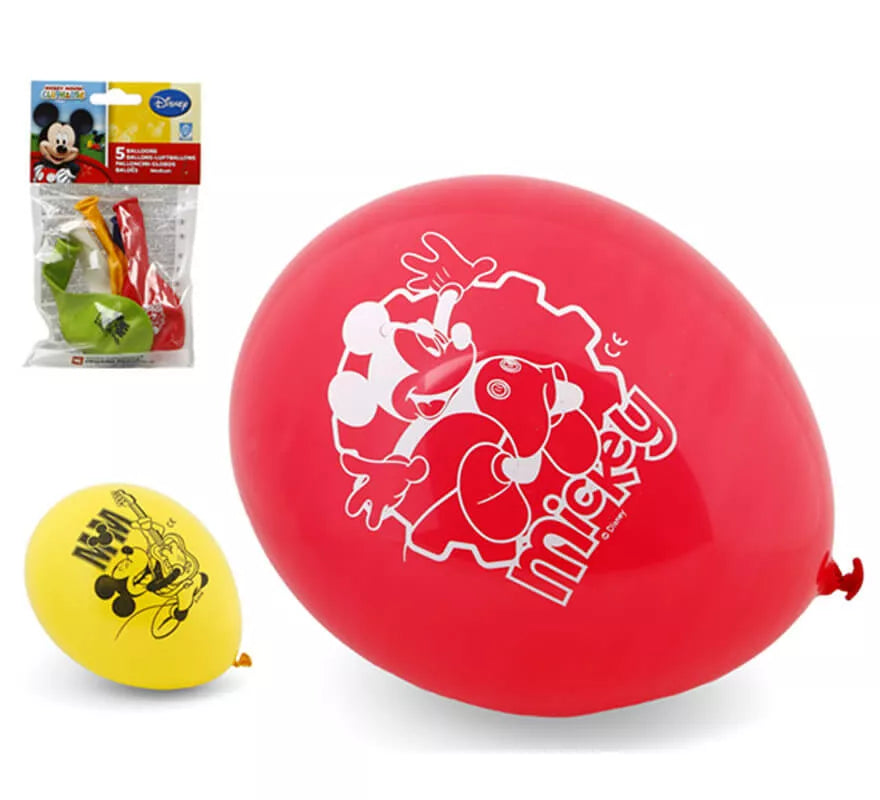Translation missing: it.Bolsa de 5 Globos de Mickey colores surtidos de 23 cm