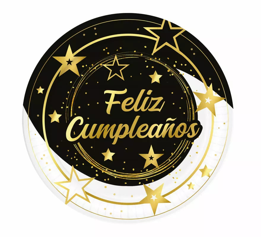Bolsa de 6 Platos Feliz Cumpleaños de 23 cms