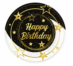 Bolsa de 6 Platos Happy Birthday de 23 cms