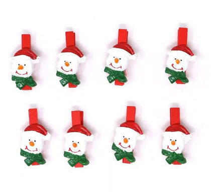 Bolsa de 8 Pinzas Muñeco de Nieve 3 cm