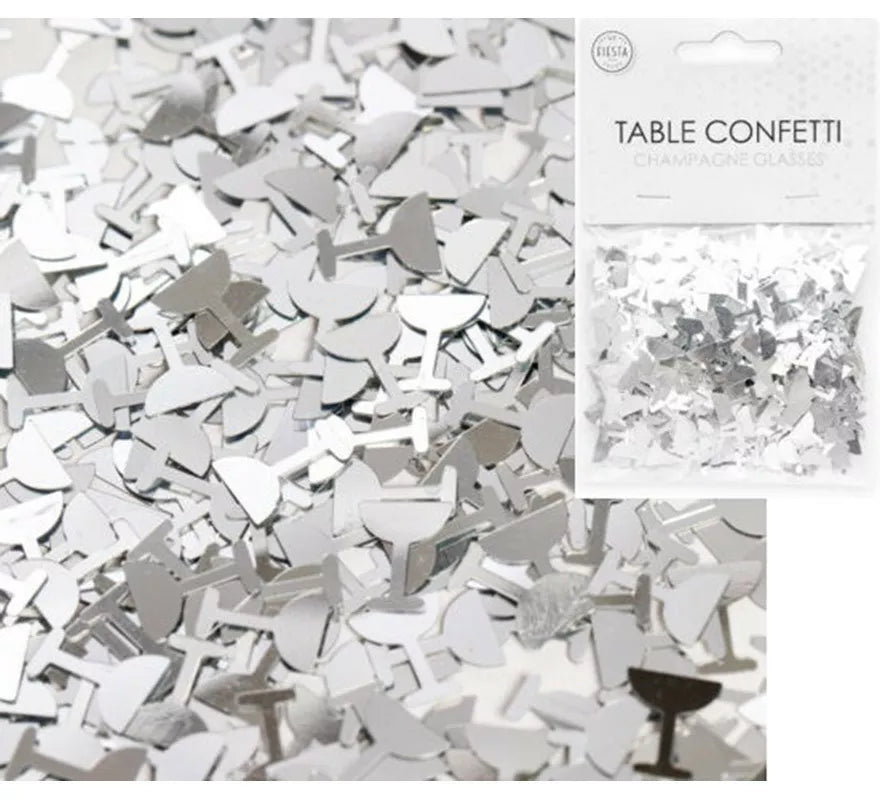 Translation missing: it.Bolsa de Confetti para mesa de Copas de Champagne Plateado de 14 g