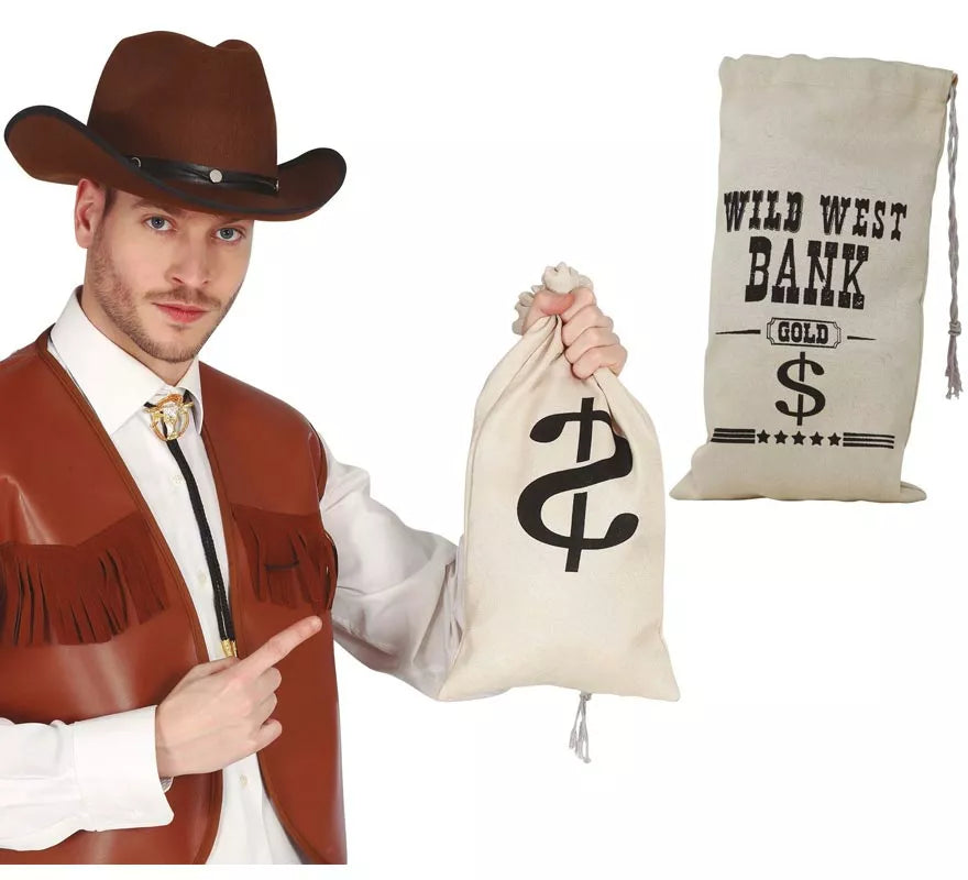 Translation missing: it.Bolsa de tela para el dinero para Vaquero, Ladrón Bancos 42X22 cm