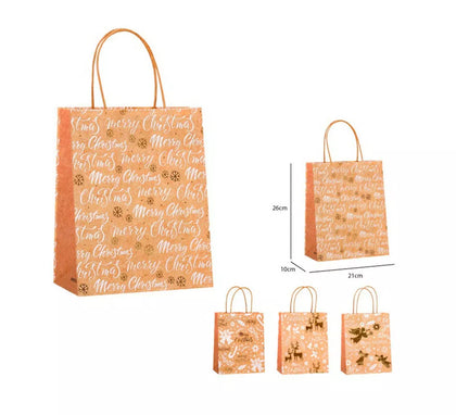 Bolsa Regalo Navidad Kraft de 21x25.5x10 cm en modelos surtidos