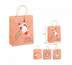 Sacchetto regalo natalizio Kraft 32x42x11 cm in modelli assortiti