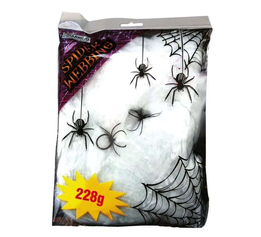 Translation missing: it.Bolsa Telaraña con 2 arañas de 228 gr para decorar en Halloween