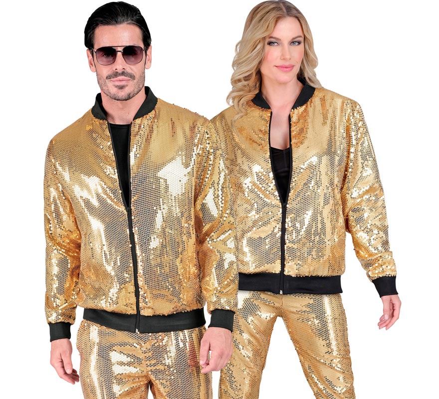 Bomber Fiesta dorado con lentejuelas para adulto