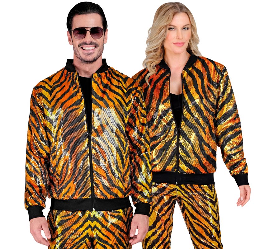 Translation missing: it.Bomber Moda a rayas dorado con lentejuelas para adulto