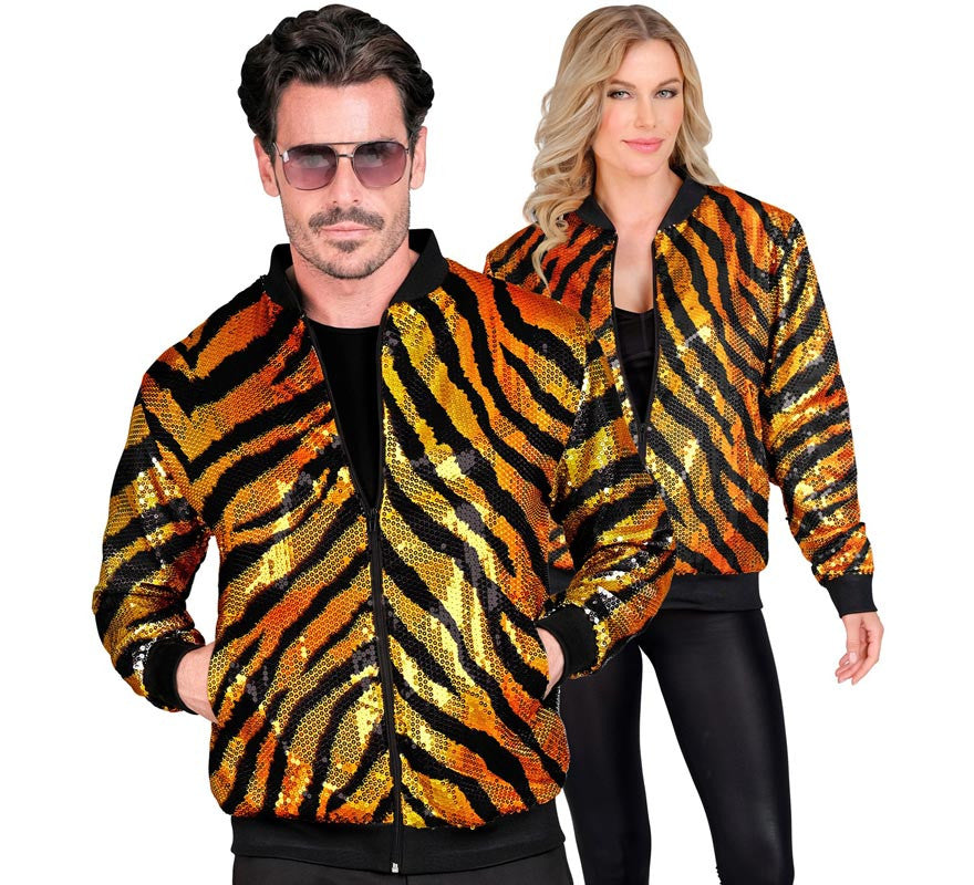 Translation missing: it.Bomber Moda a rayas dorado con lentejuelas para adulto