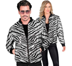 Bomber alla moda a righe argento con paillettes per adulto