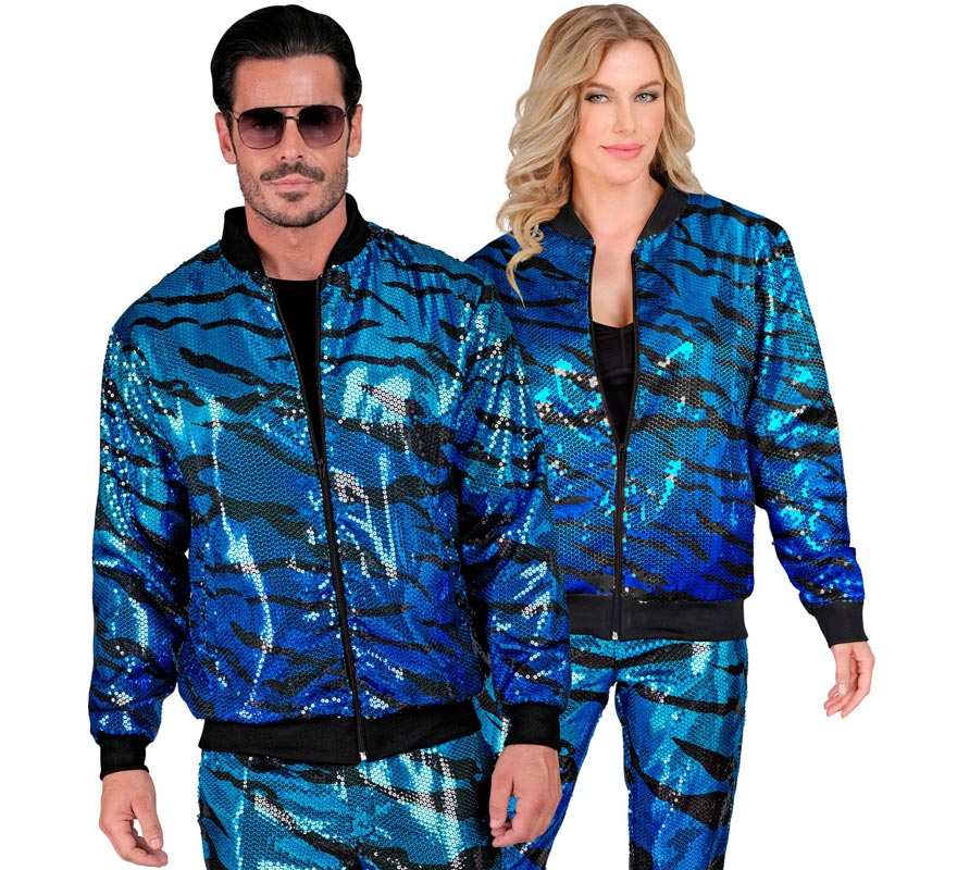 Translation missing: it.Bomber Moda animal print a rayas azul para adulto