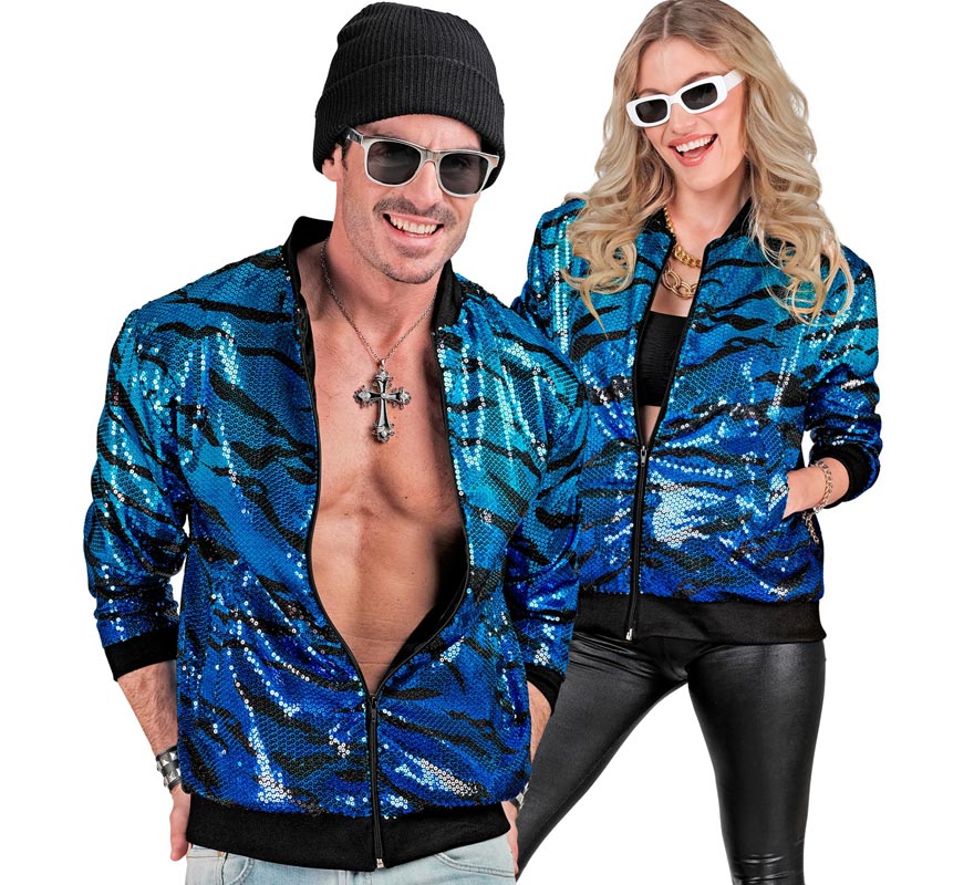 Bomber Moda animal print a rayas azul para adulto