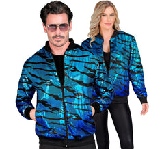 Bomber moda per adulto con stampa animalier a righe blu