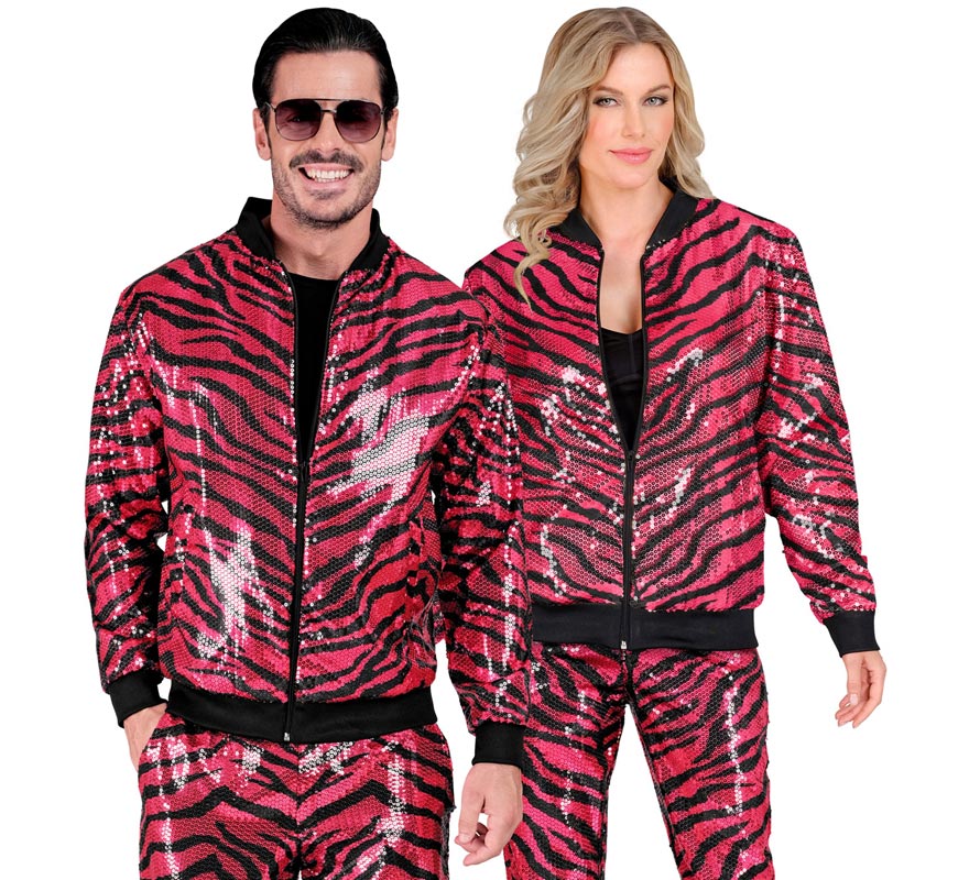 Translation missing: it.Bomber Moda animal print a rayas fucsia para adulto