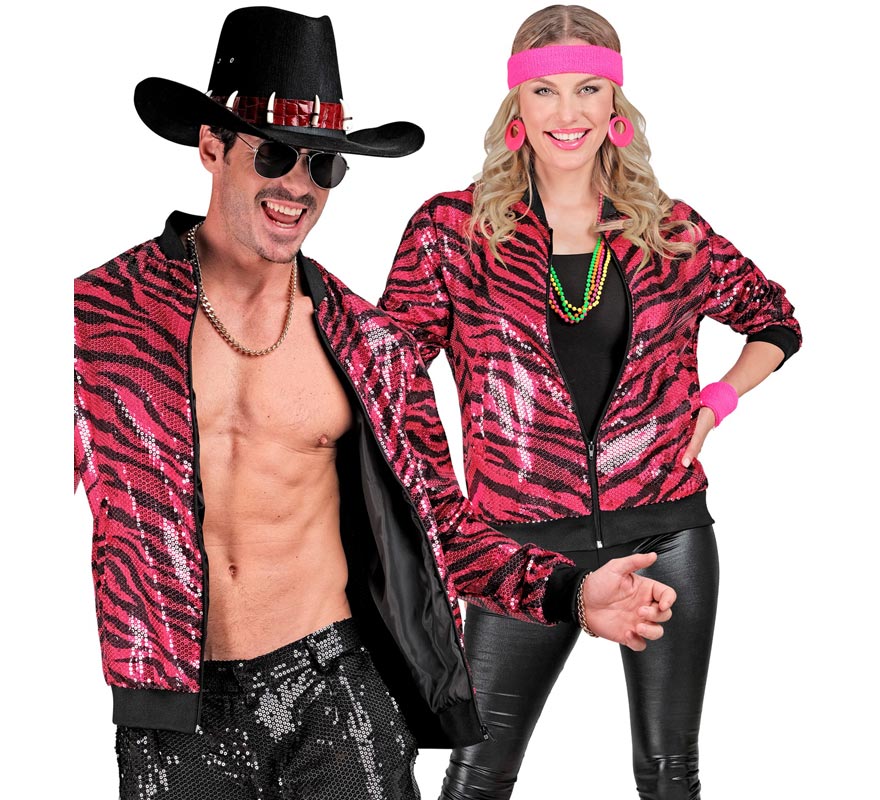 Translation missing: it.Bomber Moda animal print a rayas fucsia para adulto