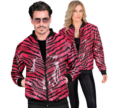 Bomber moda per adulto con stampa animalier a righe fucsia