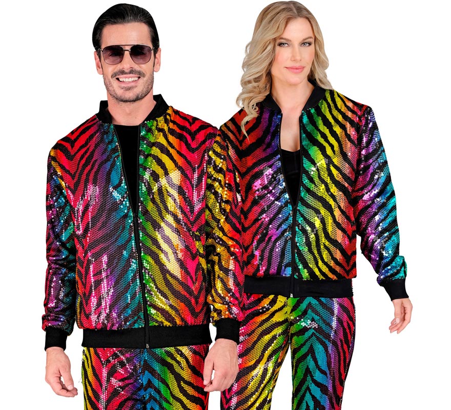 Translation missing: it.Bomber Moda animal print a rayas multicolor para adulto