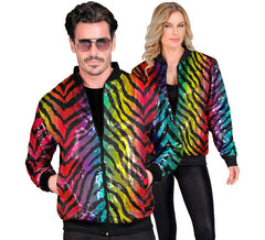 Bomber moda per adulto con stampa animalier a righe multicolori