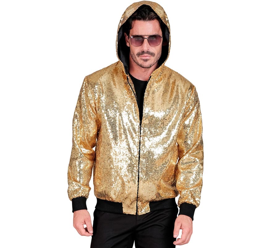 Translation missing: it.Bomber Moda dorado con capucha y lentejuelas para adulto