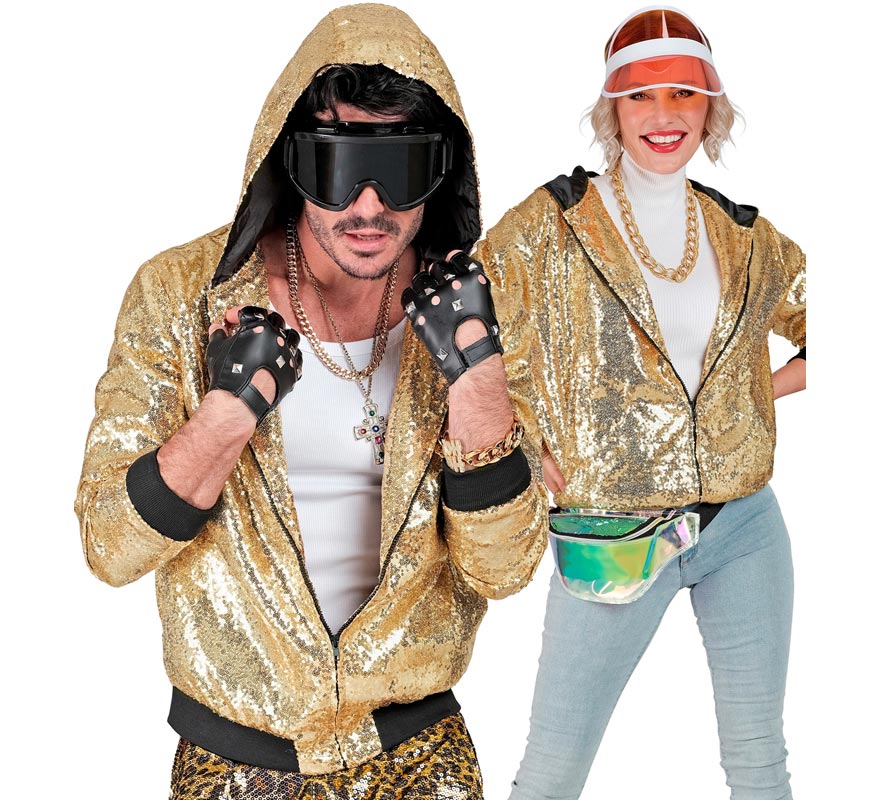 Translation missing: es.Bomber Moda dorado con capucha y lentejuelas para adulto