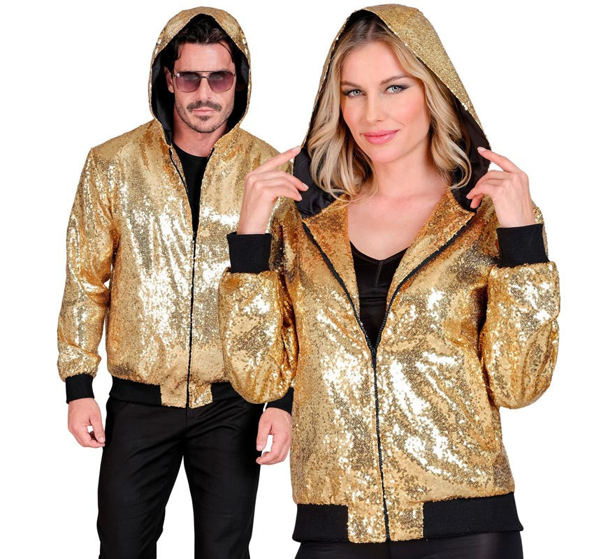 Translation missing: it.Bomber Moda dorado con capucha y lentejuelas para adulto