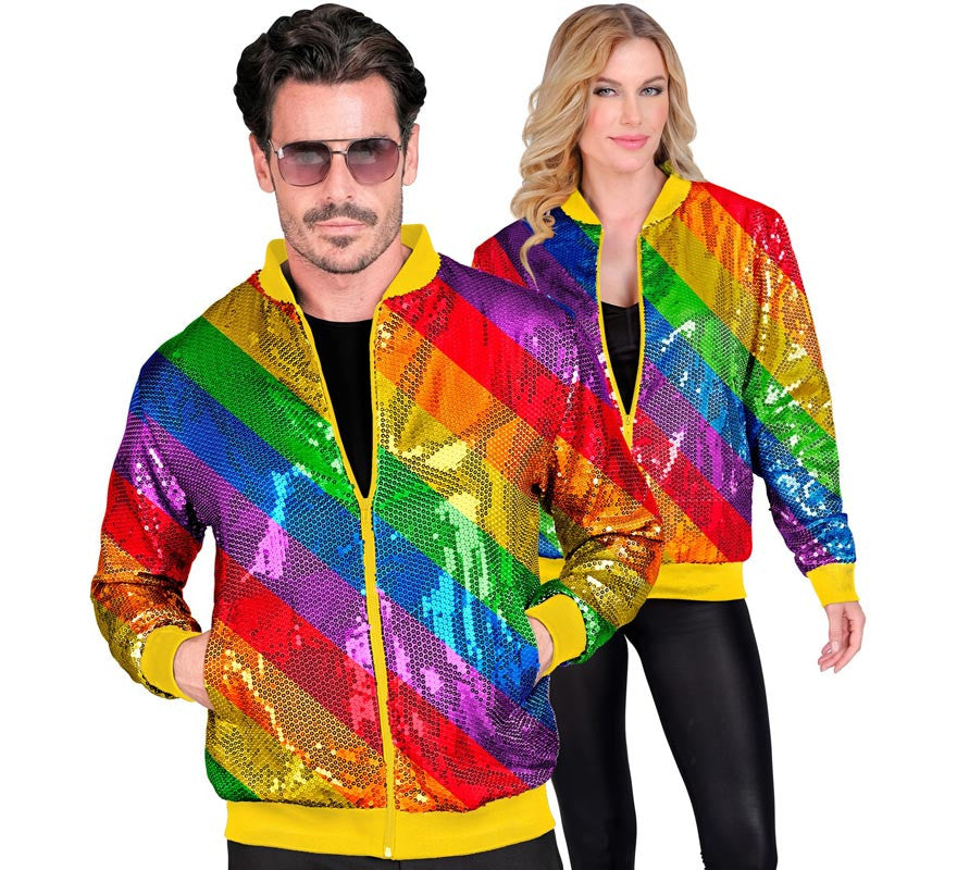 Translation missing: it.Bomber Moda franjas multicolor con lentejuelas para adulto