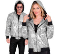 Bomber Moda plateado con capucha y lentejuelas para adulto