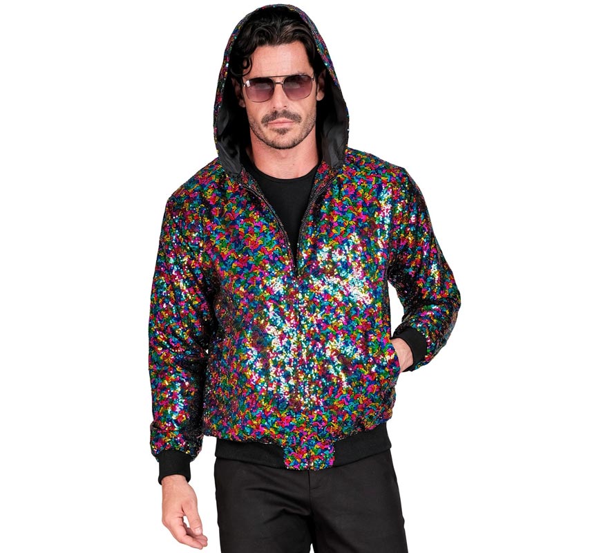 Translation missing: it.Bomber puntos multicolor con capucha para adulto