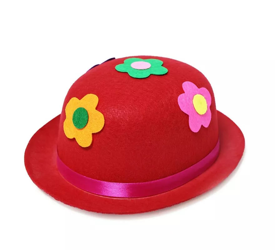 Translation missing: es.Bombín de Payaso con flores de fieltro adulto