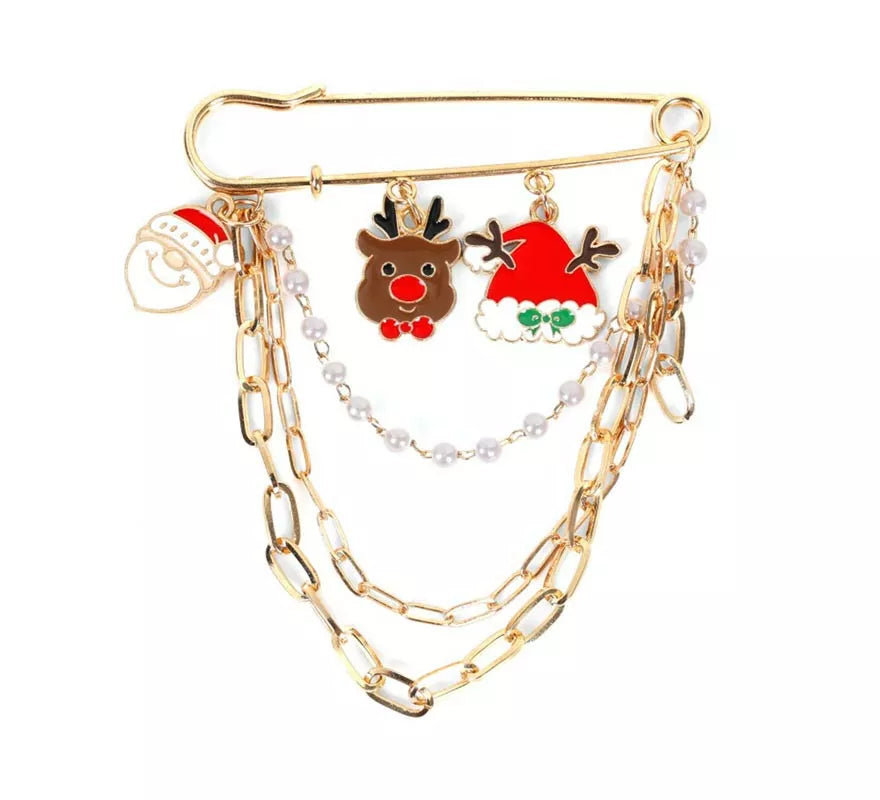 Translation missing: es.Broche de Figuritas Navideñas con cadena de 8x8 cm