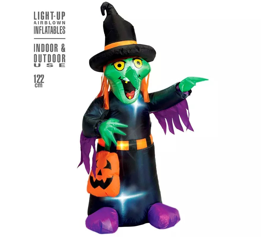 Translation missing: it.Bruja Auto Hinchable de Halloween con Iluminación de 122 cm