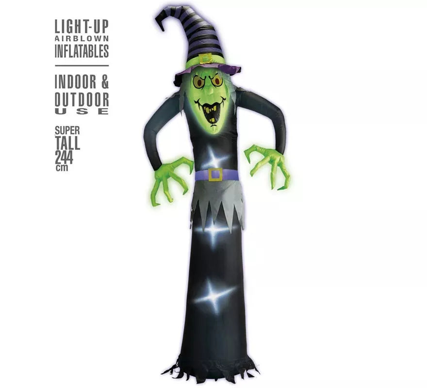 Translation missing: it.Bruja Auto Hinchable de Halloween con Iluminación de 244 cm
