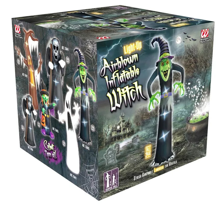 Translation missing: it.Bruja Auto Hinchable de Halloween con Iluminación de 244 cm