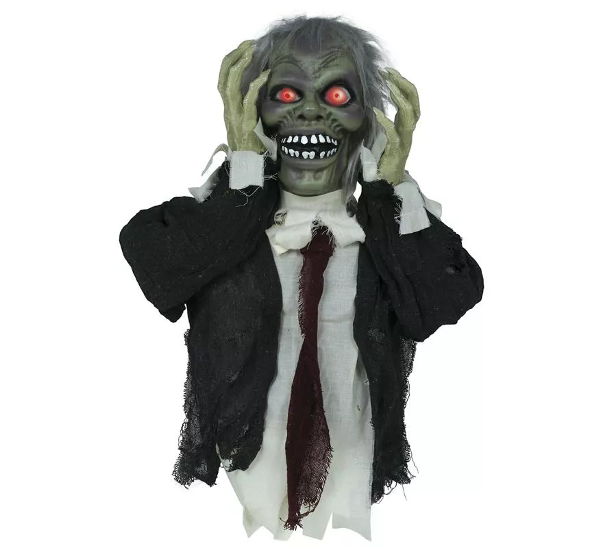 Busto de Zombie con Luz de Sonido y Movimiento de 55 cm