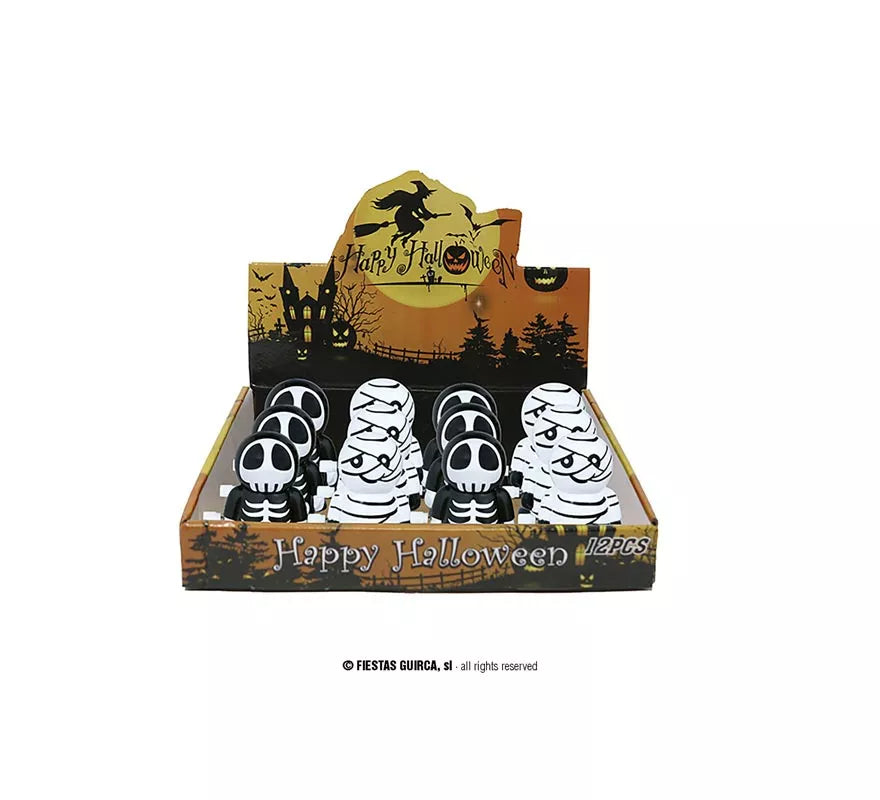 Translation missing: it.Caja de 12 Figuras Momia y Esqueleto a cuerda de 5,5 cm