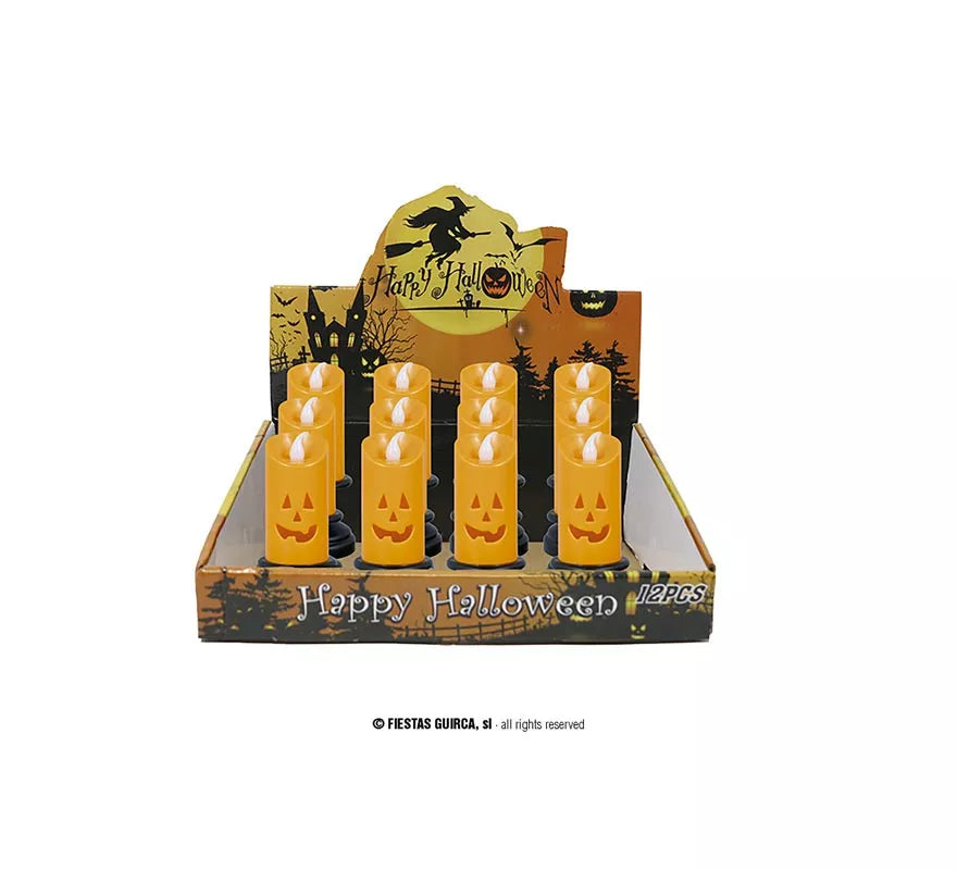 Translation missing: es.Caja de 12 Velas naranja con luz de 12,5 cm
