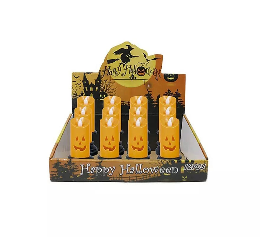 Translation missing: it.Caja de 12 Velas naranja con luz de 12,5 cm