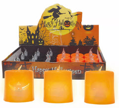 Confezione da 12 Candele Arancio e Nere con Luce 4,5X4,5 cm