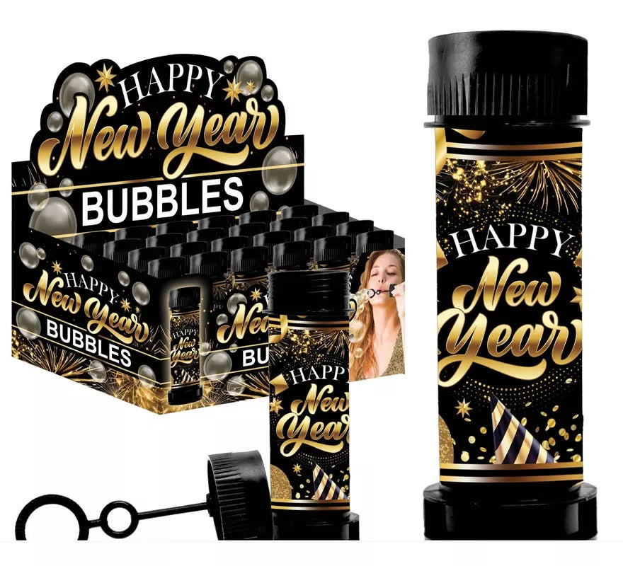 Translation missing: it.Caja de 24 Botes Burbujas Happy New Year de 14 cm