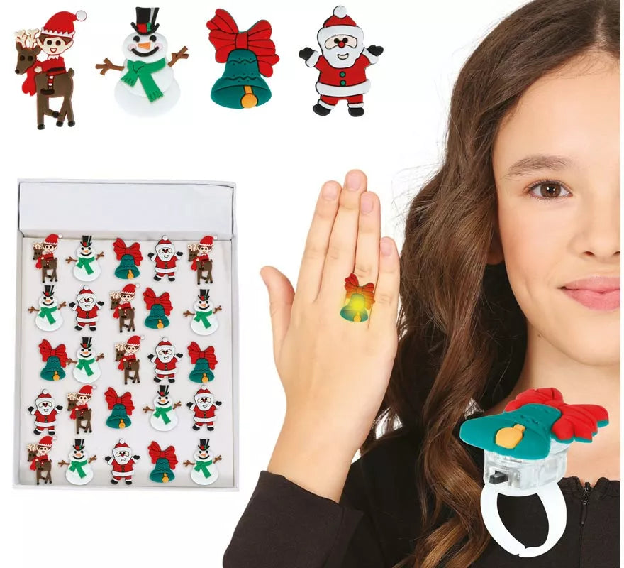 Caja de 25 Anillos de Navidad con Luz de 3,5 cm