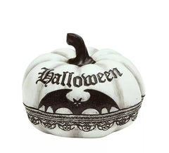 Zucca bianca con pipistrello di Halloween 12x15 cm