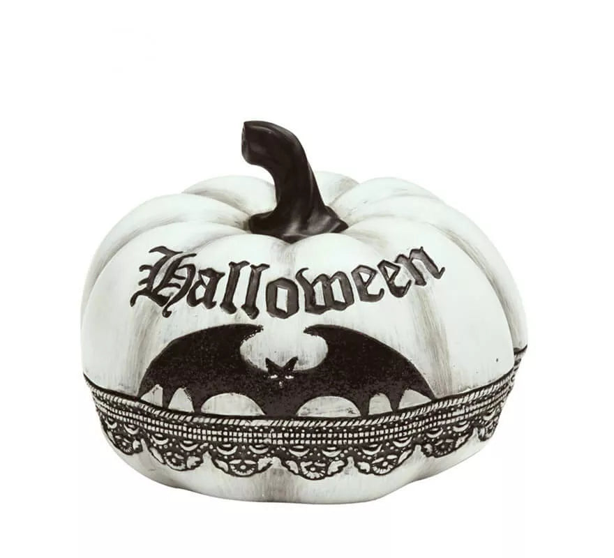 Translation missing: it.Calabaza blanca con Murciélago de 12x15 cm de Halloween